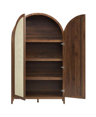 Calista 79" Tall Wide Rattan Arched Storage Cabinet