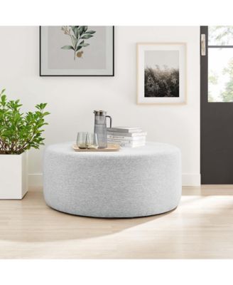 Callum Large 38" Round Woven Heathered Fabric Upholstered Ottoman