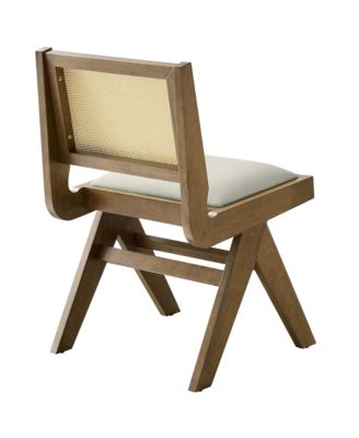  Thera Leather and Cane Dining Side Chairs, Set of 2