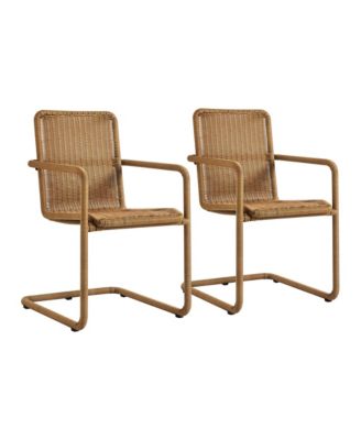 Abacus Outdoor Patio Wicker Dining Chairs, Set of 2