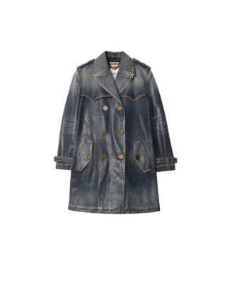  Short Coated Denim Trench Coat