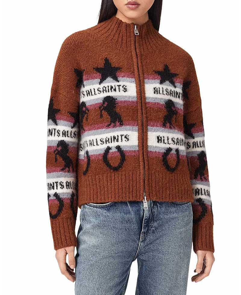 Allsaints Epona Logo Zip Cardigan