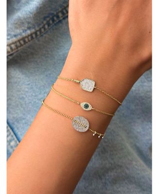 14K White & Yellow Gold Diamond Pickleball Racket Chain Bracelet