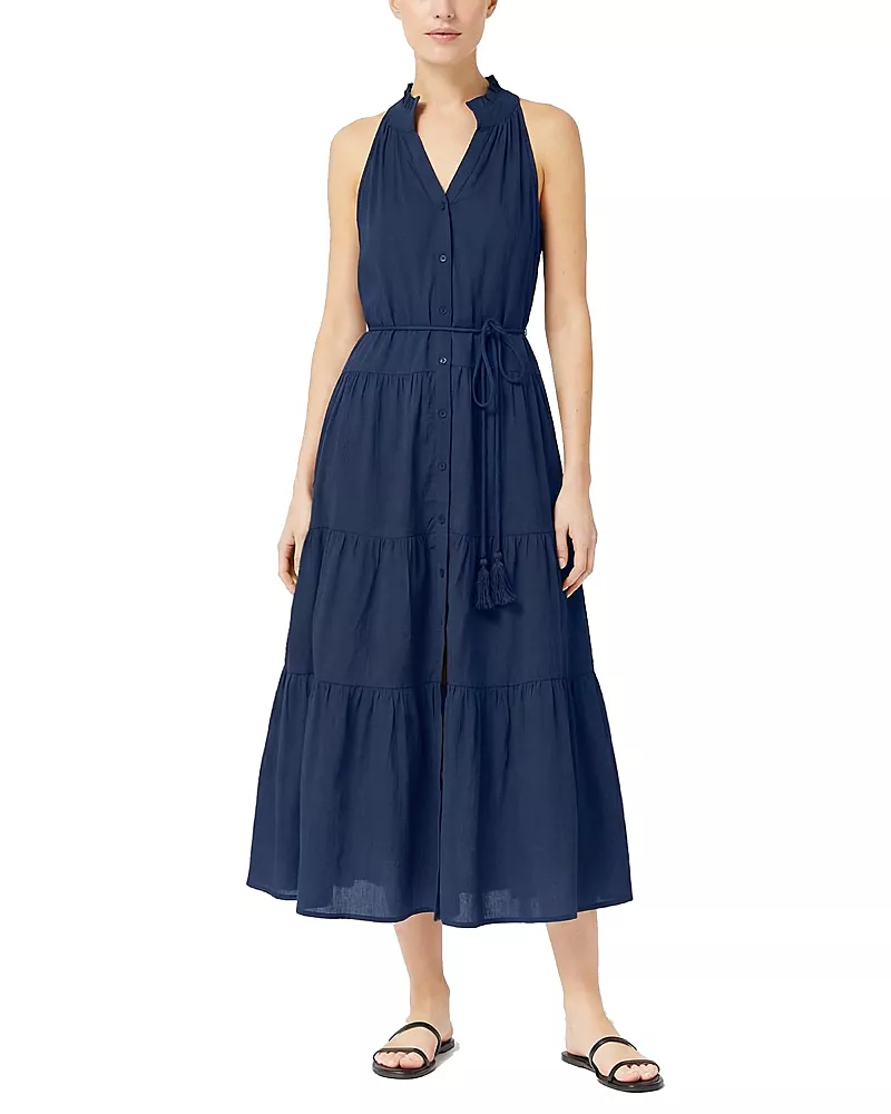 Change of Scenery Tracy Cotton Tiered Midi Shirt Cover-Up Dress