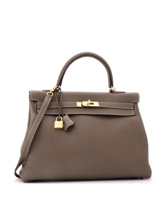 Kelly 35 Handbag Grey Togo with Gold Hardware