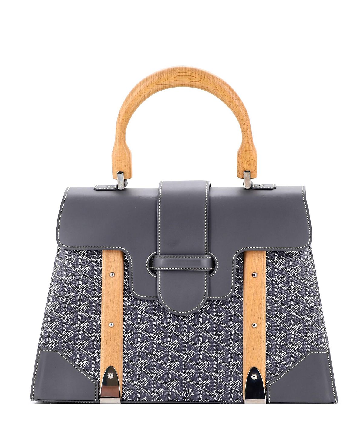 Pre-Owned Goyard Mm Saigon Top Handle Bag Coated Canvas with Leather