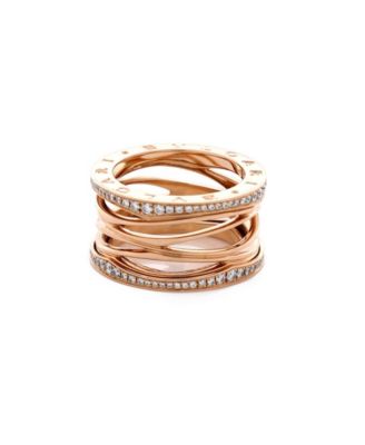  B.Zero1 Design Legend Zaha Hadid Four Band Ring 18K Rose Gold with Diamonds