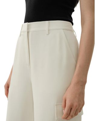  White Silk Crepe Cargo Pant