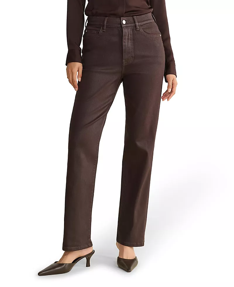 Warp + Weft Ase Stretch Straight Jeans in Coated Americano