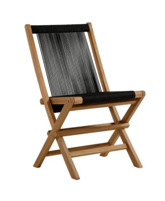 Vienna Outdoor Patio Teak Wood Dining Set with Rope Folding Chairs, Set of 5