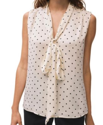 Women's Polka Dot Tie Neck Top