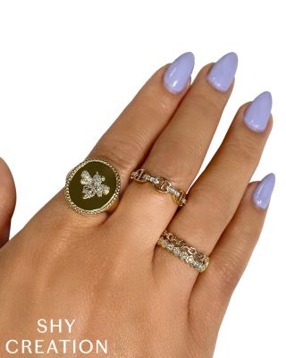 14K Yellow Gold Diamond Mariner Link Ring