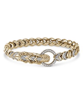 Men's 14K Yellow Gold Naga Diamond & Blue Sapphire Dragon Link Bracelet