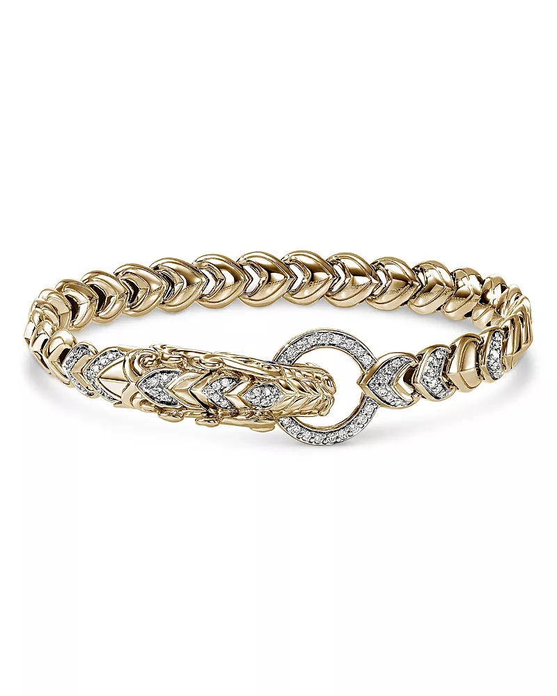 John Hardy Men's 14K Yellow Gold Naga Diamond & Blue Sapphire Dragon Link Bracelet