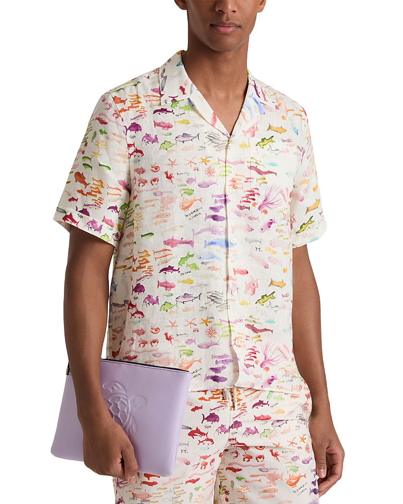 Vilebrequin Vbq x Fabrice Hyber Pescador Linen Bowling Shirt
