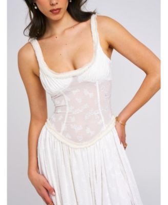  Ulissa High Slit Square Neck Jacquard Maxi Dress