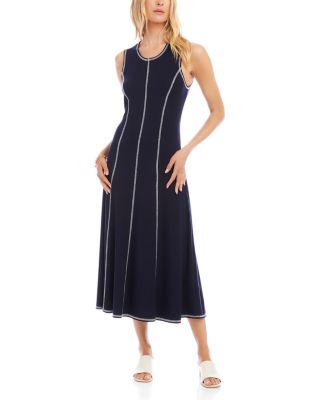 Sleeveless Stitch Detail Midi Dress