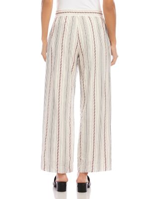Stripe Embroidered Cropped Drawstring Pants