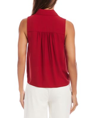 Sleeveless Tie Front Top