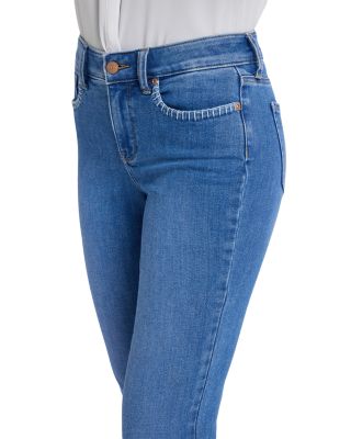 Marilyn Blanket Stitching High Rise Straight Ankle Jeans in Blue Paradise