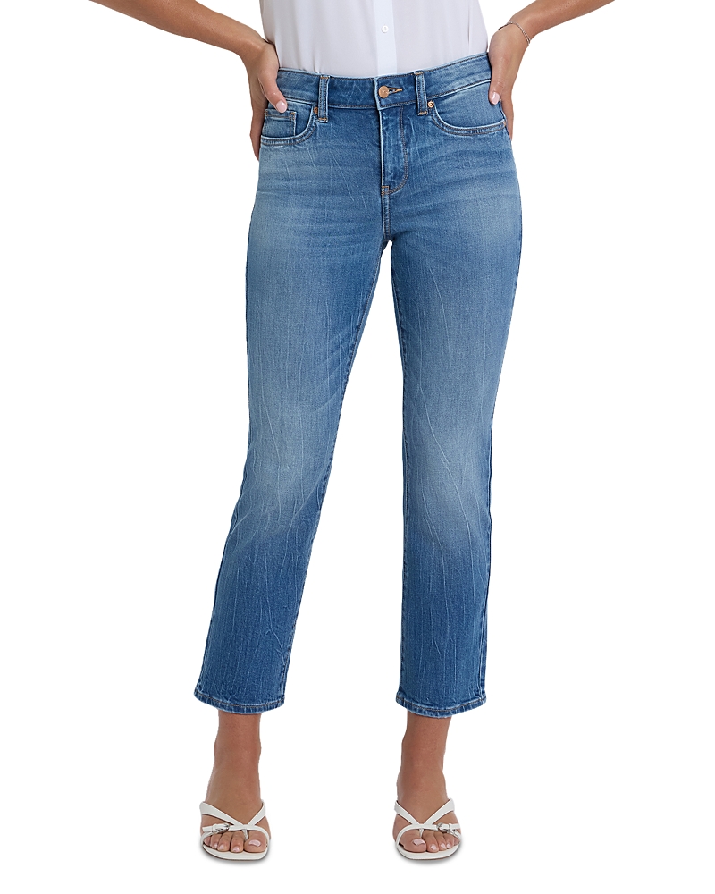 Nydj Marilyn Floral Pocket High Rise Straight Ankle Jeans in Pacifica