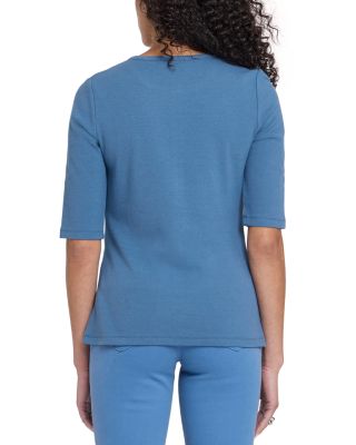 Ribbed Elbow Sleeved Henley Top