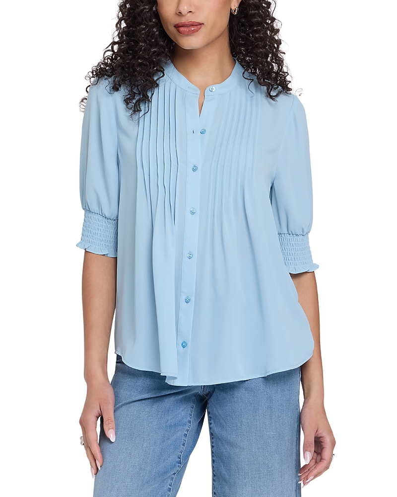 Nydj Floral Print Pleated Peasant Top