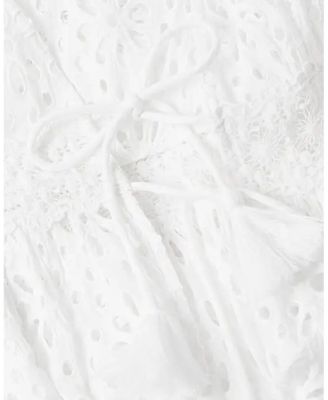  Lauren Lace-Trim Eyelet Cover-up Dress