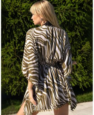  Audrey Short Beach Drawstring Caftan Cover-Up