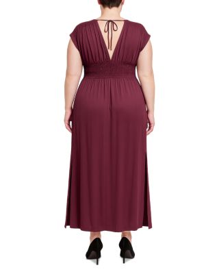 Plus Size Deep V-Neck Side Slit Maxi Dress
