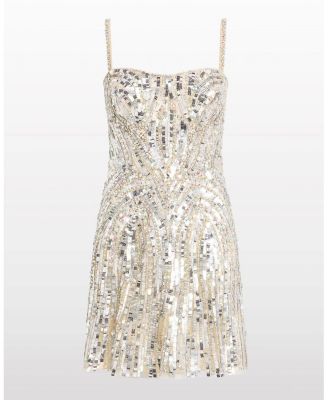  Rebecca Sequin-Embelished Mini Dress