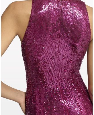 Black Flower Sequined V-Neck Maxi Dress