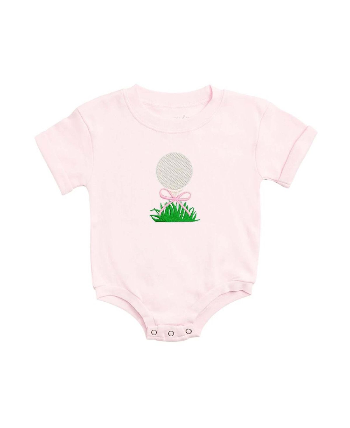 Sweet Wink Girls' Golf Tee Bow Patch Short Sleeve Romper - Baby