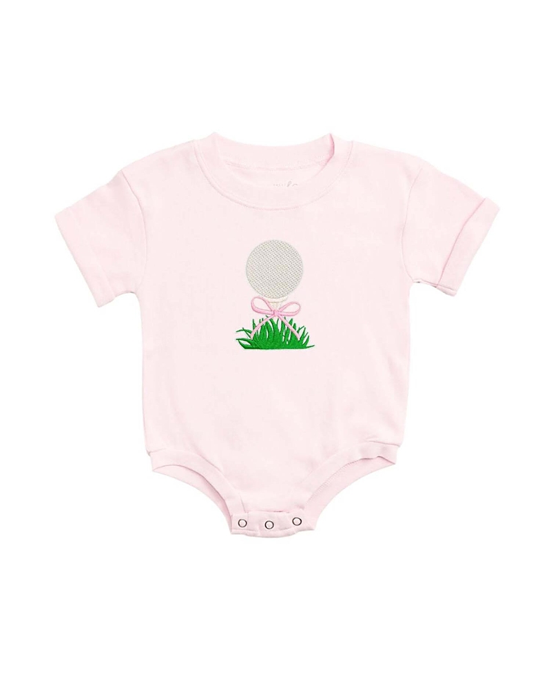 Sweet Wink Girls' Golf Tee Bow Patch Short Sleeve Romper - Baby