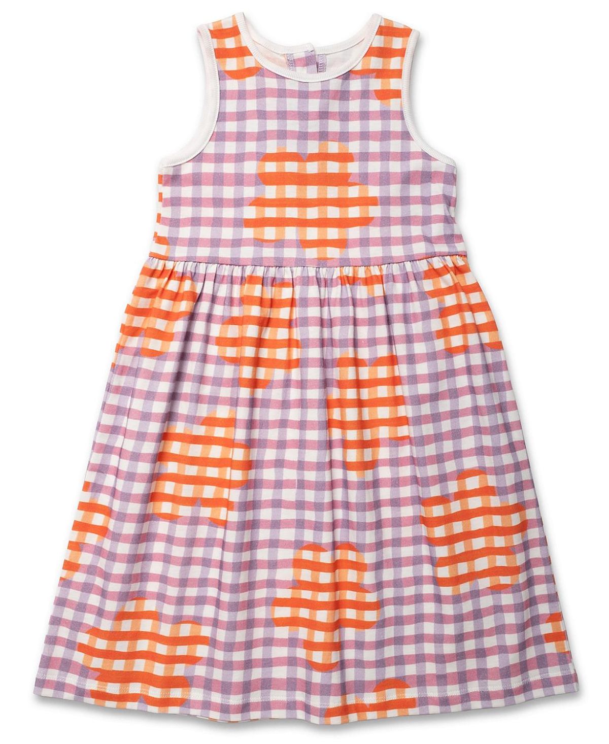 Mon Coeur Girls' Recycled Cotton Flower Gingham Tank Dress - Baby, Little Kid
