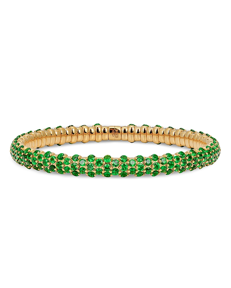 Zydo 18K Yellow Gold Tsavorite Slim Domed Stretch Bracelet