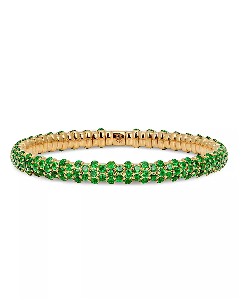 Zydo 18K Yellow Gold Tsavorite Slim Domed Stretch Bracelet