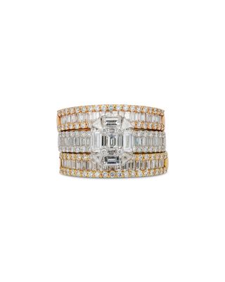 18K Gold Diamond Three Ring Set