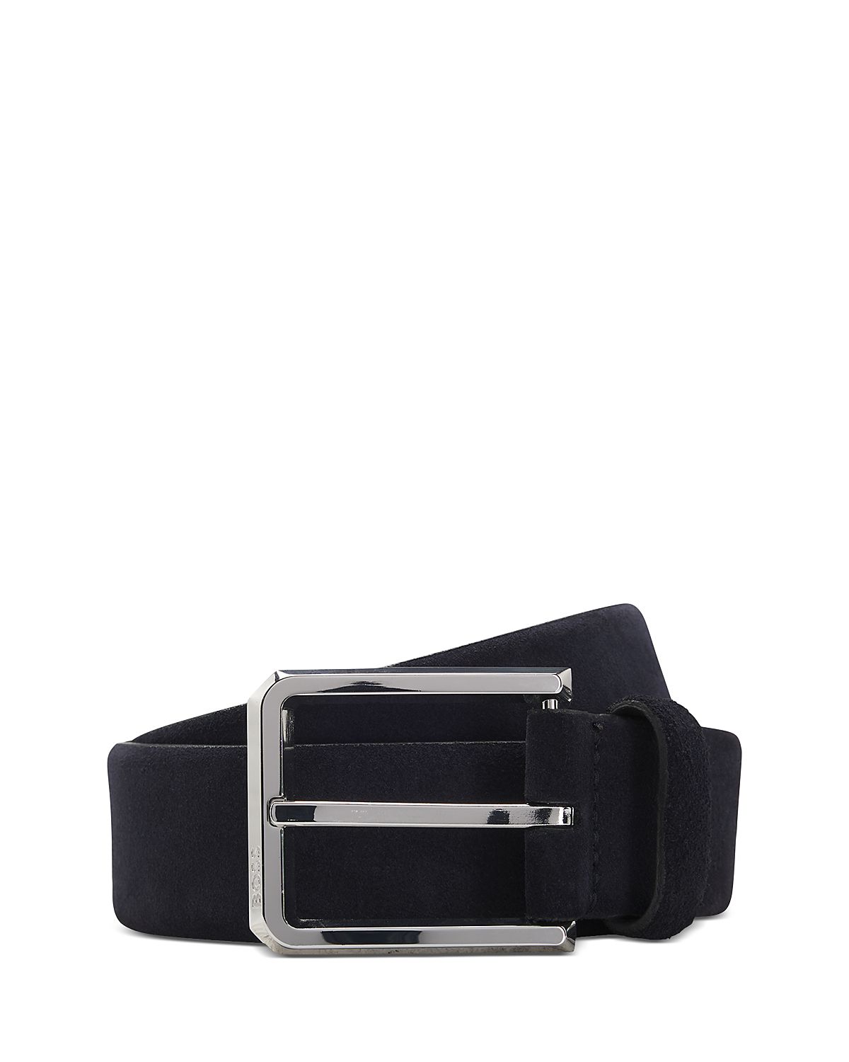 Boss Men's Caleb Polished Silver Leather Belt