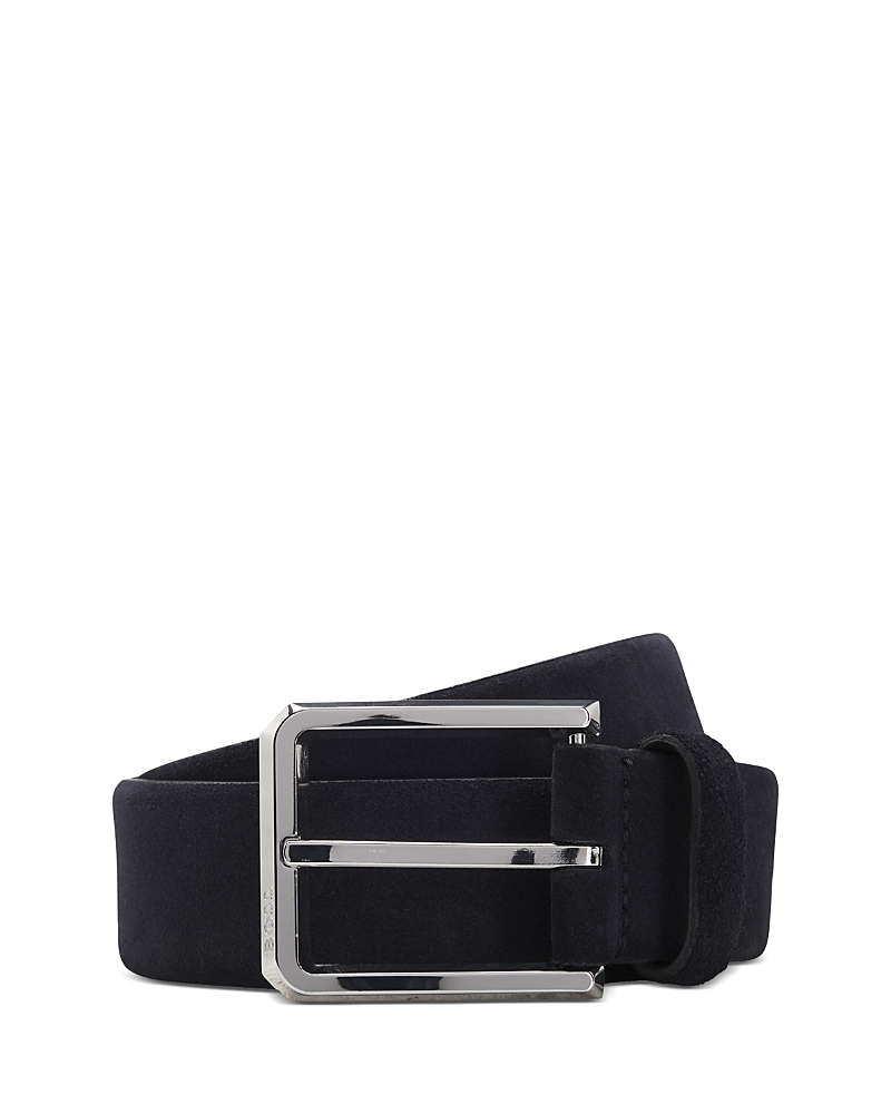 Boss Men's Caleb Polished Silver Leather Belt