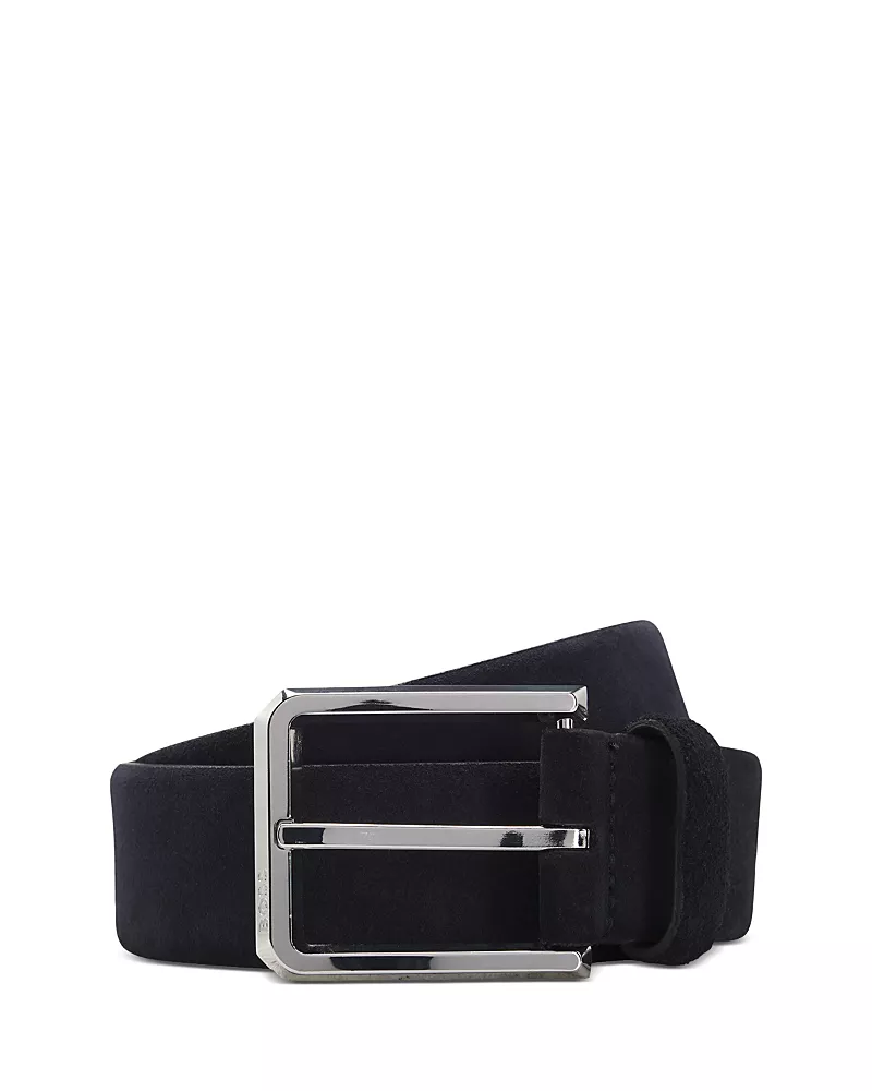 Boss Men's Caleb Polished Silver Leather Belt