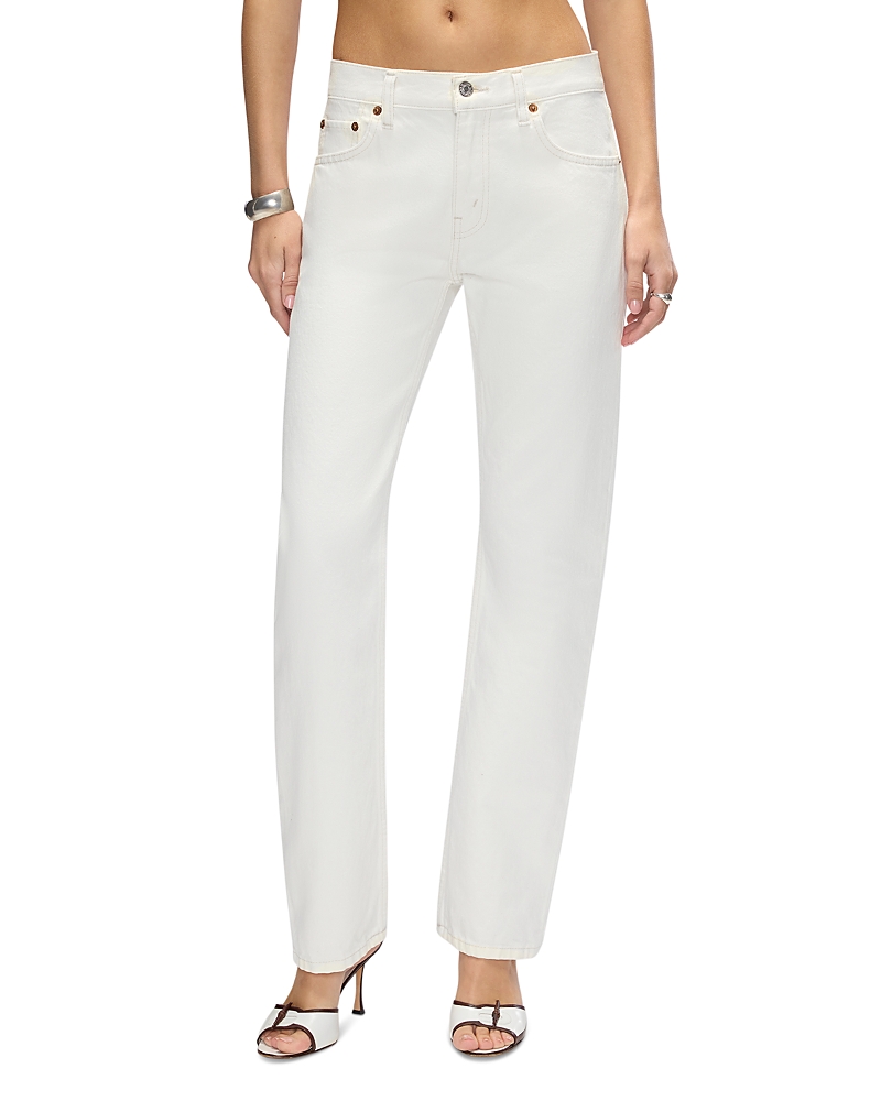 Re/Done Mid Rise Blondie Straight Crop Jeans in Crema