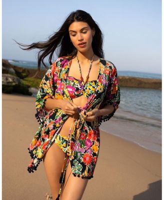  Audrey Short Crepe Drawstring Caftan Cover-Up