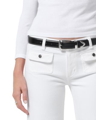 Nora Mid Rise Patch Jeans in Soft White