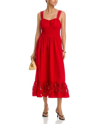 Moira Eyelet Trim Midi Dress