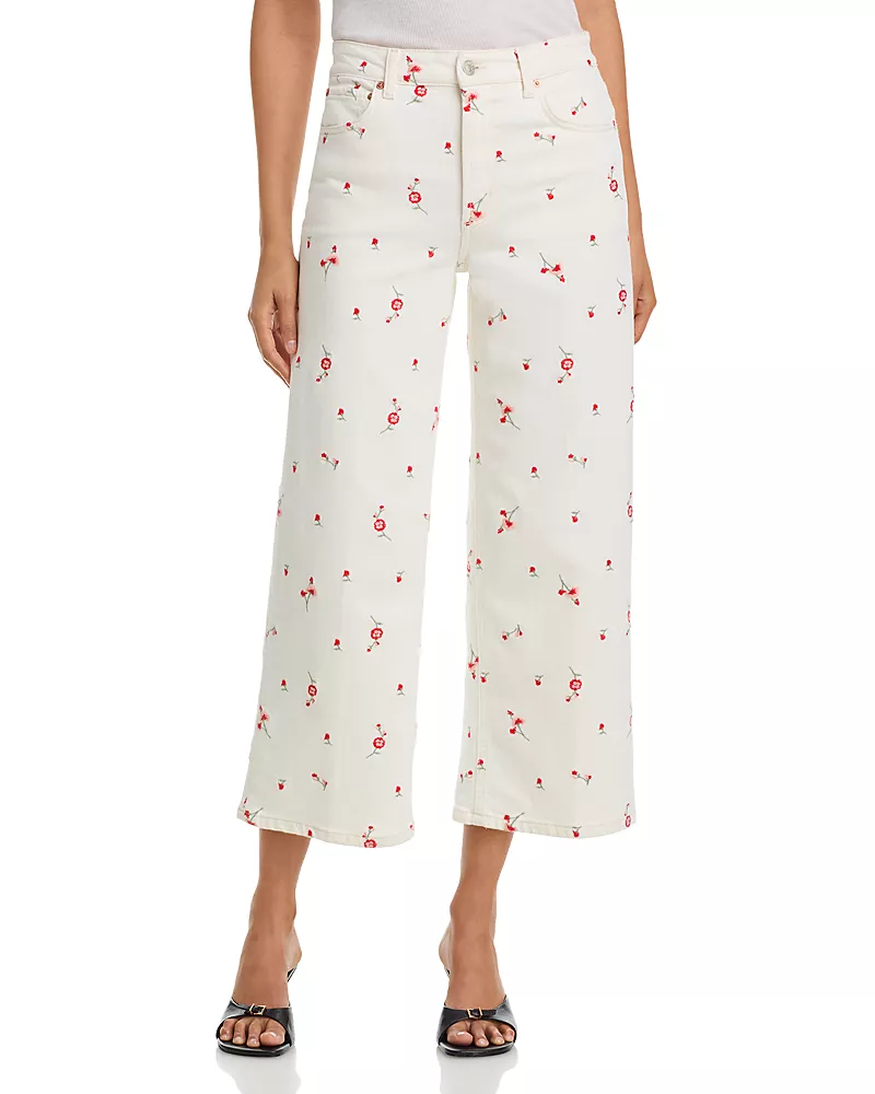 Rails Getty Floral Embroidered Crop Jeans in Ecru Romantic Floral