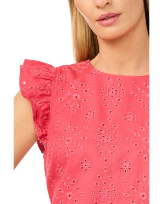 Flutter Sleeve Eyelet Mini Dress