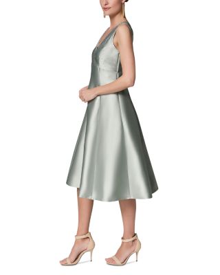 Sleeveless V Neck A Line Studded Midi Dress