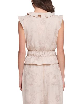 Embroidered Tie Front Smock Top