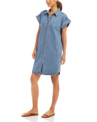 Cap Sleeve Denim Shirtdress
